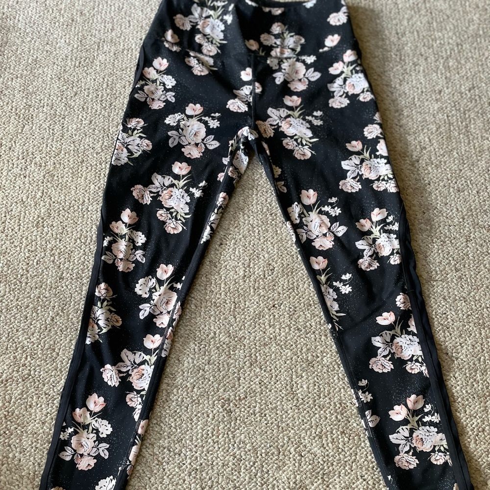 Free people movement high waist leggings mesh eyelets, flowers, so cute